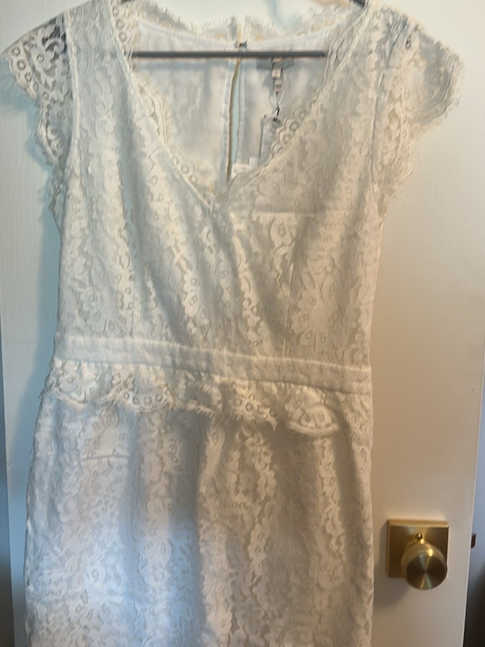 Joie Cream Floral Lace V-Neck Sleeveless Dress